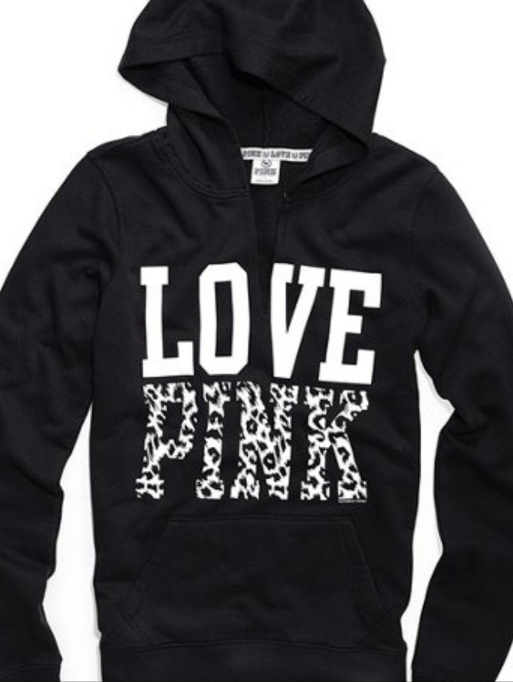 PINK Victoria's Secret Black "LOVE PINK" Pullover Hoodie - Picture 3 of 4